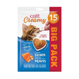 CATIT CREAMY CAT TREATS 10G ATLANTIC SALMON WITH PRAWNS [SIZE:15 PACK]