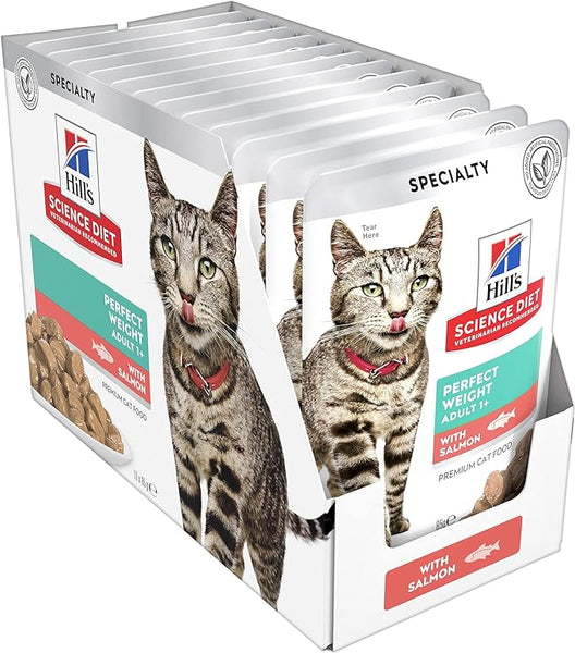 PACK OF HILLS SCIENCE DIET CAT POUCH PERFECT WEIGHT SALMON 85G x 12