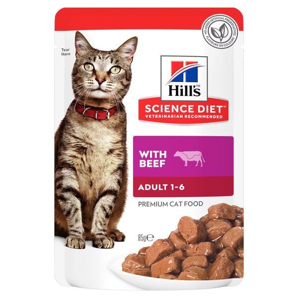 HILLS SCIENCE DIET CAT POUCH OPTIMAL CARE BEEF 85G 