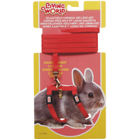 LIVING WORLD DWARF RABBIT HARNESS & LEAD SET [COLOUR:RED]