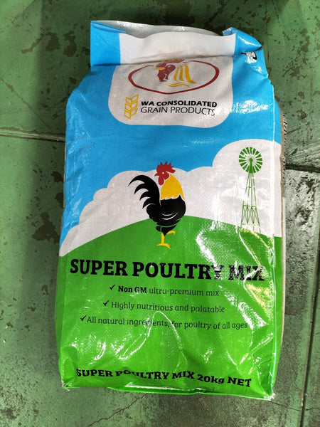 WA CONSOLIDATED GRAIN POULTRY MIX SUPER 20KG (GREEN/BLUE BAG)