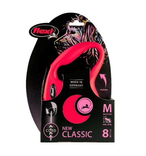 FLEXI CLASSIC RETRACTABLE LEAD CORD RED MED 8M [SIZE:MEDIUM LENGTH:8 METRES COLOUR:RED]