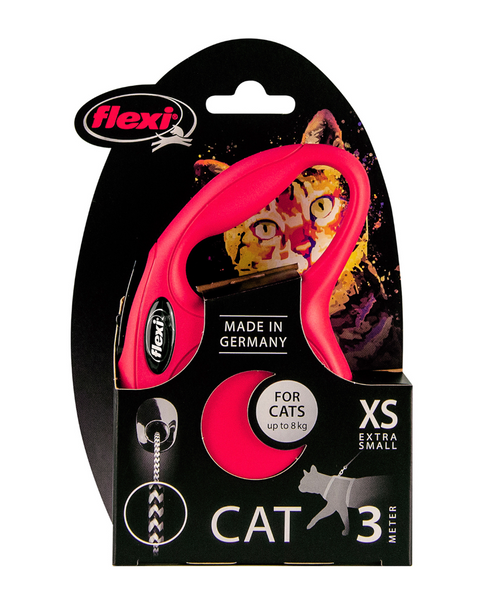 FLEXI CLASSIC CAT RETRACTABLE LEAD CORD 3 METRES [COLOUR:RED]