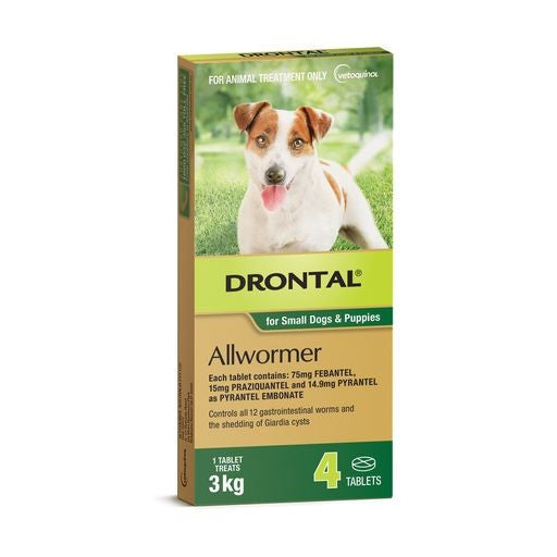 DRONTAL DOG ALL WORMER SMALL/PUPPY 3KG 4 PACK