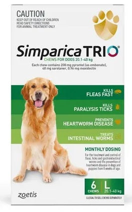 SIMPARICA TRIO DOG 20.1-40KG [PACK SIZE:6 PACK]