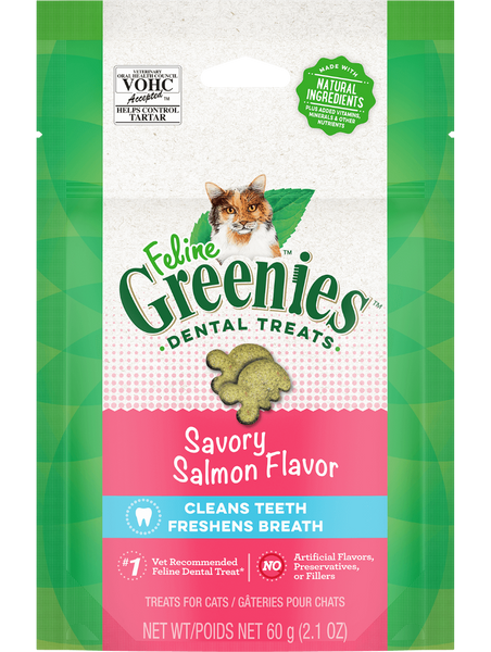 GREENIES FELINE DENTAL TREATS 60G [FLAVOUR:SAVORY SALMON]