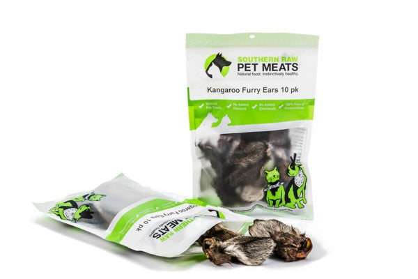 SOUTHERN RAW DOG TREATS KANGAROO EARS DEHYDRATED 10 PACK