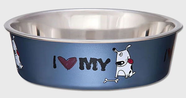 LOVING PETS BELLA BOWL DOG I LOVE MY DOG [SIZE:SMALL COLOUR:BLUE]