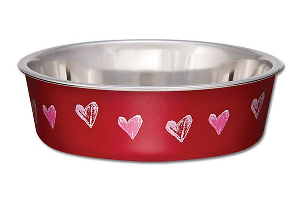 LOVING PETS BELLA BOWL DOG VALENTINE HEARTS [SIZE:MEDIUM COLOUR:RED]