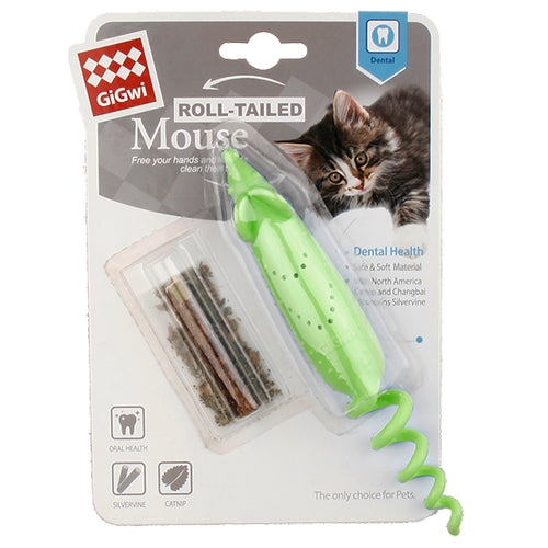GIGWI CAT ROLL TAIL MOUSE WITH CATNIP 