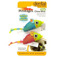 PETSTAGES CAT TOY DENTAL CARE CATNIP CHEW MICE 2PK