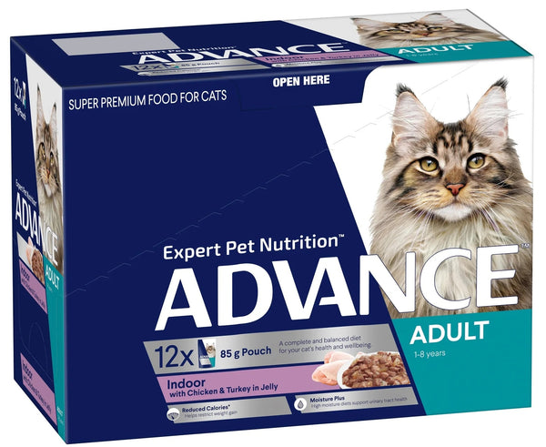 ADVANCE CAT WET POUCH ADULT INDOOR CHICKEN & TURKEY IN JELLY