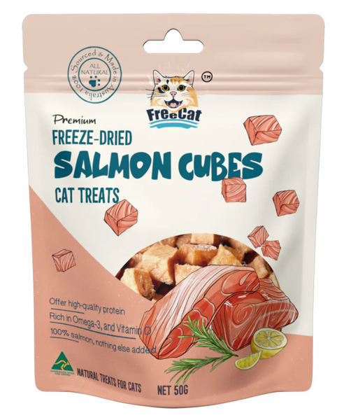 FREECAT FREEZE DRIED SALMON CUBES 50G