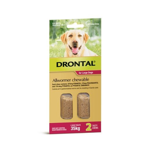 DRONTAL DOG ALL WORMER CHEW 35KG 2 PACK