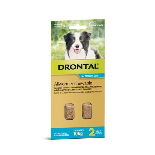 DRONTAL DOG ALL WORMER CHEW 10KG [PACK SIZE:2 PACK]