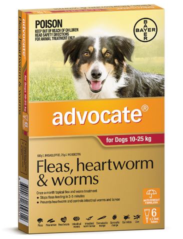 ADVOCATE FOR DOGS 10-25KG [PACK SIZE:6 PACK]