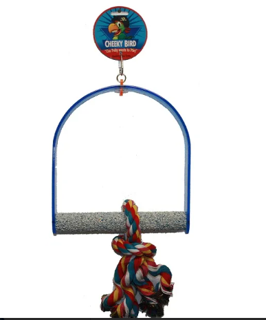 CHEEKY BIRD ACRYLIC SWING WITH GRIT PERCH SMALL