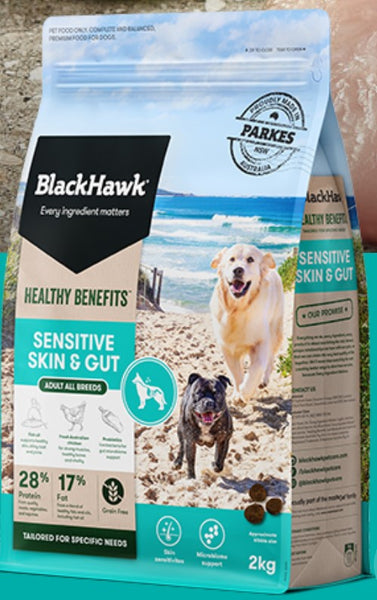 BLACK HAWK DOG DRY HEALTHY BENEFITS SENSITIVE SKIN & GUT [WEIGHT:2KG]