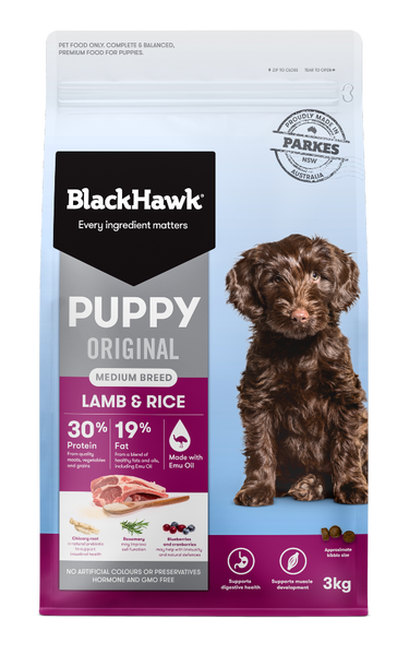 BLACK HAWK DOG ORIGINAL PUPPY LAMB & RICE MEDIUM BREED
