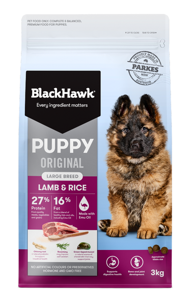 BLACK HAWK DOG ORIGINAL PUPPY LAMB & RICE LARGE BREED