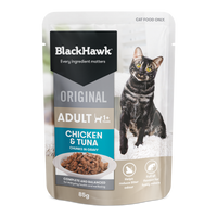 BLACK HAWK CAT WET ORIGINAL ADULT CHICKEN & TUNA IN GRAVY 85G 
