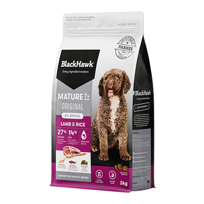 BLACK HAWK DOG ORIGINAL MATURE 7+ LAMB & RICE [WEIGHT:3KG]