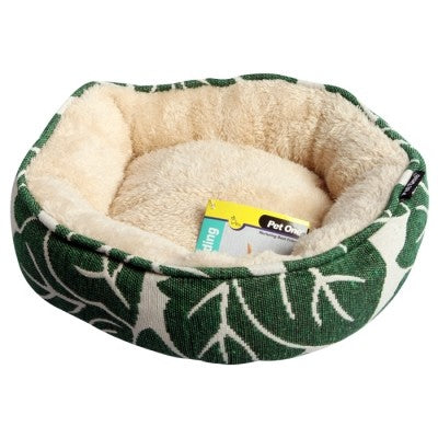 PET ONE BED SMALL ANIMAL ROUND 20X20X8CM TROPICAL LEAF 