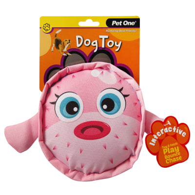 CLEARANCE PET ONE DOG TOY GLOBEFISH WITH BIG SQUEAKER 27 X 18CM