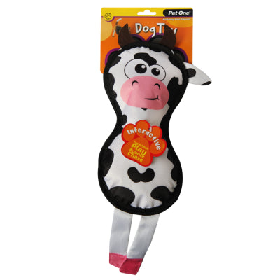 CLEARANCE PET ONE DOG TOY COW WITH SQUEAKER 42CM