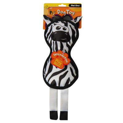 CLEARANCE PET ONE DOG TOY ZEBRA WITH SQUEAKER 42CM