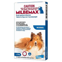 MILBEMAX ALL WORMER FOR DOGS OVER 5KG 2 TABS