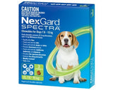 NEXGARD SPECTRA FOR DOGS 7.6-15KG GREEN [PACK SIZE:3 PACK]