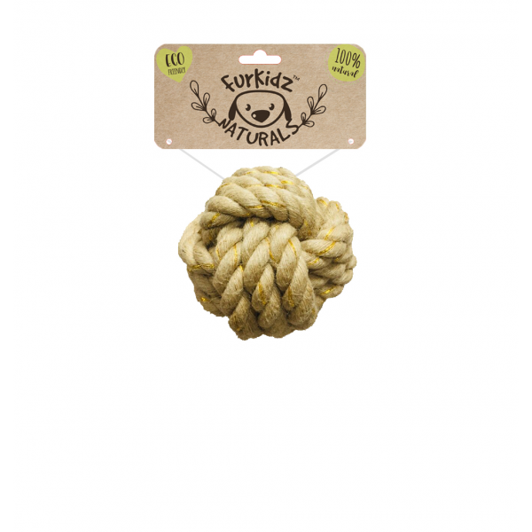 FURKIDZ NATURES CHOICE DOG TOY JUTE BALL 7CM 