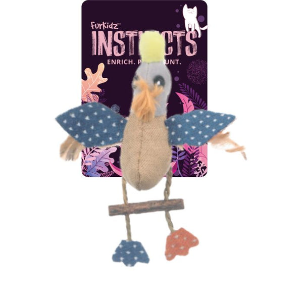 FURKIDZ INSTINCTS CAT TOY BURLAP MALLARD DUCK 13 X 4CM