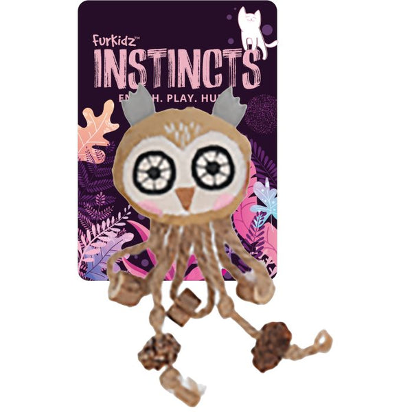 FURKIDZ INSTINCTS CAT TOY BURLAP OWL 23.5 X 6.5 CM