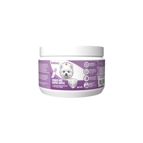 FURKIDZ FINGER DENTAL WIPES FOR DOGS 50 PIECES
