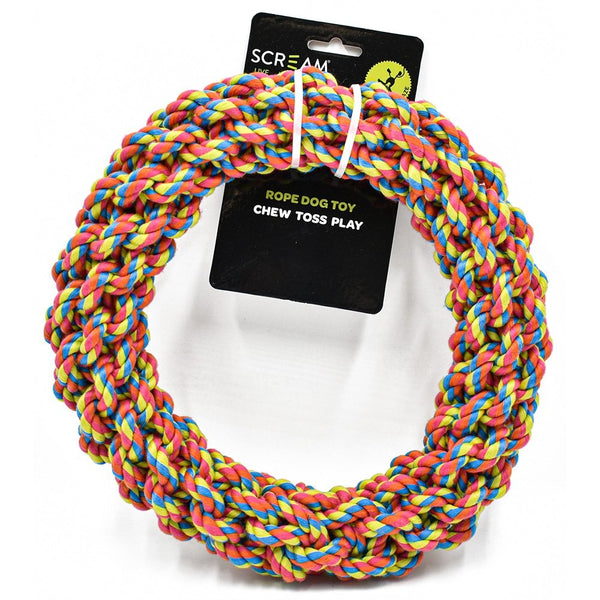 SCREAM DOG TOY ROPE WREATH 25CM