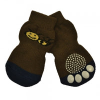 ZEEZ DOG SOCKS NON SLIP BROWN BEE [SIZE:SMALL - 2.5 X 6CM]