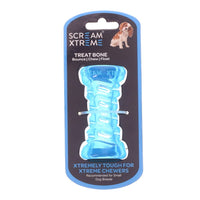 SCREAM XTREME DOG TOY TREAT BONE [SIZE:SMALL COLOUR:BLUE]