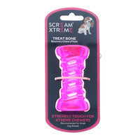 SCREAM XTREME DOG TOY TREAT BONE [SIZE:SMALL COLOUR:PINK]