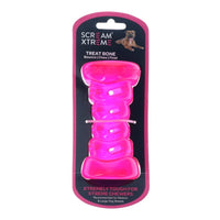 SCREAM XTREME DOG TOY TREAT BONE [SIZE:MEDIUM/LARGE COLOUR:PINK]