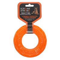 SCREAM XTREME DOG TOY TREAT TYRE LOUD [SIZE:XLARGE COLOUR:ORANGE]