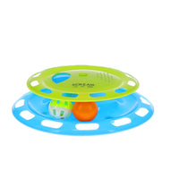 SCREAM CAT TOY SINGLE LAYER ORB TOWER WITH SPIN TOP 24 x 24 x 6CM [COLOUR:GREEN/BLUE]