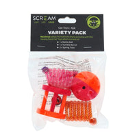 SCREAM CAT TOYS VARIETY PACK 4 PACK [COLOUR:PINK/ORANGE]