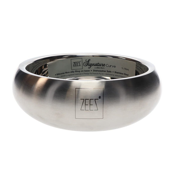 ZEEZ DOG BOWL SIGNATURE COLLECTION SS CURVE [SIZE:18CM SIZE:1 LITRE]