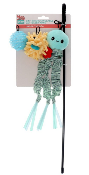 KITTY PLAY INTERCHANGEABLE CAT TEASER WAND UNDER THE SEA