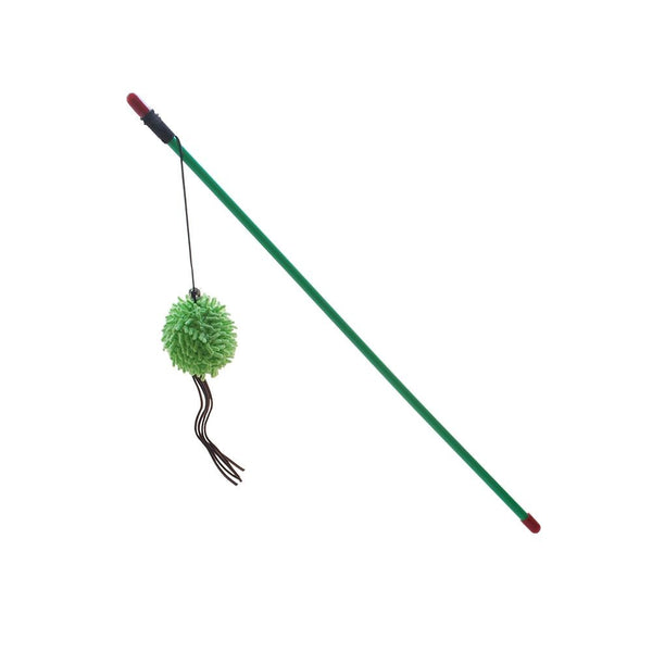 POUNCE N PLAY CAT TOY TEASER WAND WITH BALL GREEN