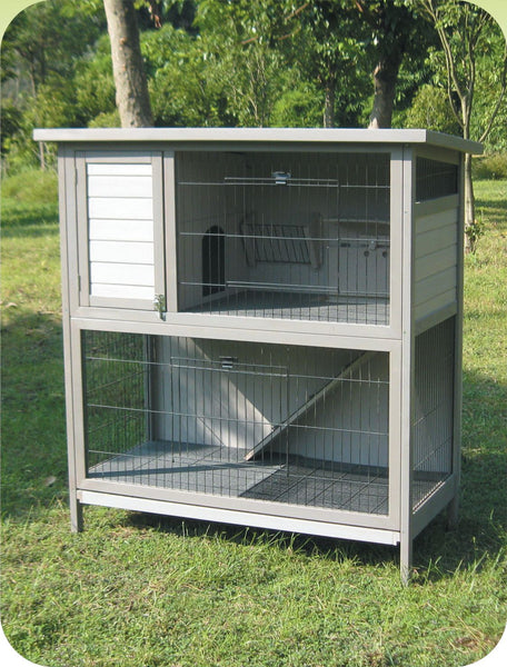 SMALL ANIMAL CARE RABBIT HUTCH 2 STOREY (BOXED) [COLOUR:GREY]