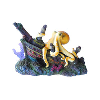 AQUA CARE ORNAMENT SUNKEN SHIP WITH OCTOPUS SMALL 