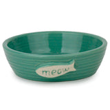 CATTITUDE CAT BOWL CERAMIC POTTERY FISH [COLOUR:AQUA]